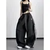 Pantalones Casuales Simples de Pierna Ancha para Mujer Tallas Grandes Primavera/Verano Nuevo 150kg, Sueltos Transpirables con Raya Lateral Cintura Elástica Pantalones Largos