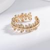 Anillo de Trigo Hueco Seiko Transfronterizo de Venta Caliente de Japón y Corea del Sur para Mujer Temperamento Rico de Hoja Única Sentido de Alto Nivel No se Desvanece Anillo Abierto