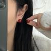 Aretes de Plata Esterlina S925 Ágata Roja Año Nuevo Simples Versátiles Ins Elegantes Diseño Nicho de Alta Gama