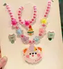 Conjunto de Colares Infantis para Meninas Desenho Frozen Pequena Princesa Colar Brincos Caixa de Joias para Presente Acessórios para Meninas