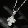 Collar con Colgante de Cruz de Escuadra T Estilo Nuevo Hip Hop Europeo y Americano Cobre Incrustado Circonita Personalidad Estilo Callejero Marca de Moda Accesorios de Joyería de Nicho