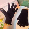 Corea del Sur Guantes de Punto Pequeños de Frijol de Azúcar para Mujer Invierno Lana Engrosada Pantalla Táctil Dedos Expuestos Guantes Cálidos para Dedos de Montar al Aire Libre