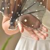Youlapan Vg31 Chal de Malla con Cuentas Negras Personalizado Europeo y Americano para Mujer Novia Cena Cubrebrazos Accesorios de Perlas