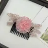 2026 Nuevos Accesorios de Flor de Cristal Hechos a Mano con Cuentas Hanfu Accesorios para el Cabello de Boda Peine al por Mayor