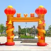 Abertura de Casamento Inflável Modelo de Casamento Vermelho Casamento Arco-Íris Coluna de Porta Dragão Duplo Cor Dourada Dragão Leão