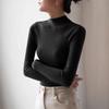 Camiseta Básica de Punto de Cuello Alto Gris para Mujer Otoño e Invierno Sensación de Alta Gama Ajustada Elegante Suéter Interior Suave Cera Hombro Top
