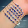 Pulsera de Zafiro Natural Plata S925 Incrustada Pulsera Sencilla y de Moda para Mujer Pulsera