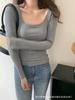 Otoño e Invierno Cálido cepillado ajustado camiseta interior para mujer con almohadilla en el pecho ropa interior adelgazante cuello bajo engrosado camiseta de manga larga top