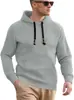 Ropa de hombre transfronteriza para otoño e invierno, sudadera con capucha informal de hombre versátil de color liso con patrón de cuadros y manga raglán texturizada