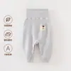 Pantalones de algodón puro con cintura alta para bebé, ropa de protección abdominal para recién nacidos, pantalones de primavera y otoño para bebés, pantalones antigases grandes