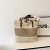 2025 Tejido Personalizado Verano Nueva Moda Recorte Costuras Paja Casual Borla Bolso Satchel de Playa Bandolera para Mujer