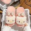 Lindas y Dulces Pantuflas de Felpa de Gatito con Lazo para Mujer, Moda Versátil de Punta Cerrada de Algodón, Nuevas para Otoño e Invierno 2026