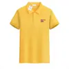 Nova camisa polo bordada de verão masculina da Mengjia, camiseta top de manga curta da marca da moda, corte solto, gola redonda para homens