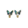Joyería hecha a mano DIY aretes de perlas, soportes vacíos para aretes de perlas, accesorios para mujer, mariposas de concha de abulón natural, venta al por mayor transfronteriza