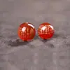 Ágata Vermelha e Preta Natural Montanha Fantasma Moedas Contas Soltas Estampagem a Ouro Galvanizada Acessórios de Contas Redondas Dupla Face para DIY Atacado