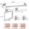 Suporte de papel higiênico de aço inoxidável transfronteiriço, suporte de papel higiênico para banheiro, conjunto de cinco peças, prateleira de parede sem furar para lenços e toalhas, conjunto quadrado