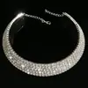 Joyería exagerada europea y americana collar de moda personalizado cadena multicapa súper deslumbrante todo con diamantes de imitación collar de diamantes completos para boda novia