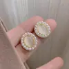 Pendientes de Perla Círculo Piedra Ojo de Gato, Pendientes Estilo Palacio Retro, Pendientes de Moda Estilo Coreano Simples y Elegantes
