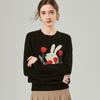 [100% Lana] Otoño Temprano 2025 Lindo Reductor de Edad Casual Lindo Conejo Jacquard Cuello Redondo Suéter Base de Lana para Mujer
