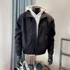 Chaqueta de Entrenador Blanca Marfil con Cuello Alto Americano para Hombre, Marca de Tendencia Primavera y Otoño, Corta Atractiva, Impermeable para Exteriores