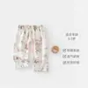 Calça Cropped de Algodão Puro para Verão Infantil, Calça com Abertura no Gancho para Meninos e Meninas de 0 a 3 Anos, Fácil de Vestir e Combinar, Adequada para Uso em Casa e ao Ar Livre