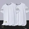 Camiseta de Manga Curta para Homens no Verão, Roupa Esportiva Masculina Respirável para Corrida e Fitness em Seda Gelada de Secagem Rápida, Top Esportivo Masculino Fino com Gola Redonda
