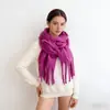 Chal de Otoño e Invierno de Alta Gama Transfronterizo con Borlas Largas, Bufanda Gruesa de Color Sólido Estilo Coreano, Longitud Extendida para Calidez