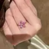 Anillo Retro Forma de Cadena Flor Starburst Full Diamante, Anillo de Dedo Índice Ajustable Versátil de Lujo Ligero de Nicho para Todos los Días