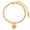 Joyería Colgante Nuevo en Forma de Corazón Transfronterizo Diseño de Nicho Ins Cadena de Cuentas Redondas Pulsera de Moda de Acero de Titanio para Mujer