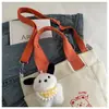 Bolsa de Lona Estilo Coreano Tendência Fofa Estampada com Urso Estudante Casual Cor Contrastante Desenho Animado Grande Capacidade Bolsa Transversal Estilo Ocidental