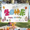 Tela de Fondo para Cumpleaños Infantil Tela Colgante para Banquete de los Cien Días Bandera Sencilla para Fiesta Pared Decorativa de Foto de Dibujos Animados