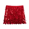 Falda Corta de Lentejuelas de Color Puro para Mujer Estilo Europeo y Americano Otoño 2025 Falda Pequeña 9980