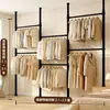 Arara de Roupa de Chão para Apartamentos de Aluguel, Cabideiro Multicamadas com Hastes de Suporte para Armazenamento no Quarto, 32 Polegadas Espessada