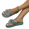 Chanclas con estampado floral de suela gruesa para uso exterior en verano, sandalias casuales para mujer con cuña para aumentar la altura