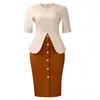 D3359 Amazon Comercio Exterior Transfronterizo Nuevo Estilo Elegante y Moderno Cuello Redondo Manga de Tres Cuartos Patchwork Vestido Ajustado al Cuerpo