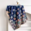 Novo Estilo Blocos de Cor Costurados Flor Simples Lenço Outono e Inverno Longo Versátil Xale Manto Estilo Coreano Literário Lenço Quente