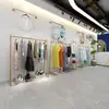 Arara de Exposição para Loja de Roupas, Arara de Chão Dourada para Roupas Masculinas e Femininas, Arara de Exposição Central, Exposição de Roupas da Moda