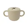 Taza de Silicona para Snacks Infantil Transfronteriza con Doble Asa, Asa, Popote Recto Curvo, Anticaídas, Suave, Taza de Agua Creativa, Taza con Popote