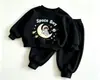 Comercio Exterior Ropa para Niños Bebés Niños Conjunto con Sudadera Primavera Otoño Estampado de Dibujos Animados Cuello Redondo Manga Larga Conjunto de Dos Piezas Moderno Ropa de Otoño para Niños