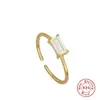 Anillo Abierto Cuadrado de Diamante de Plata de Ley S925 Anillo Europa y América Venta Caliente Moda ins Simple Creativo Anillo Abierto