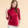 Camiseta Básica de Cuello Alto de Seda Huaye Otoño e Invierno para Mujer, Suéter de Manga Larga, Top de Punto de Seda de Morera Talla Grande para Mujer