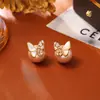 Brincos de Pérola Borboleta com Zircônia de Madrepérola Natural, Luxo Leve, Modernos, Sofisticados, Doces e Elegantes, Brincos Estilo Deusa