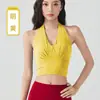 Top de Yoga com Decote em V e Estampa Xadrez, Modelo Halter, Slim, Curto, Sexy, Roupa Externa, Corrida, Fitness, Sutiã Esportivo de Alta Intensidade para Mulheres
