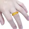 Gelo através do anel de ágata homens e mulheres novo anel de joia de calcedônia amarela anel anel de jade de uso duplo 6mm