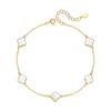 Nuevo Tobillera de Cuatro Hojas de la Suerte de Cinco Flores Benditas Estilo Chino para Mujer Plata de Ley S925 Lujo Ligero Fritillaria Blanca Regalo de Vacaciones de Navidad