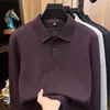 Camiseta de manga larga para hombre con mezcla de lana y seda, diseño sin costuras, nueva colección otoño 2026, polo casual con cuello