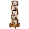 Estantería giratoria de 360 grados, estante de almacenamiento de piso, estante para libros ilustrados, estantería simple portátil para el hogar y estudiantes con ruedas