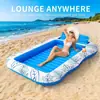 Cama flotante inflable de hoja de arce Anillo de natación para adultos Respaldo Juguete flotante para jugar en el agua Tumbona con parasol