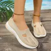 Sapatos Femininos Temu Verão Malha Tecida Fly Respiráveis Sapatos de Uma Sola com Solas Macias Que Não Cansam Seus Pés, Sapatos Casuais Planos de Calçar
