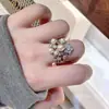 Anillo Súper Brillante de Estrella de Ocho Puntas con Pedrería y Perlas Diseño de Anillo 2026 Primavera Diseño de Nicho Venta al por Mayor Transfronteriza